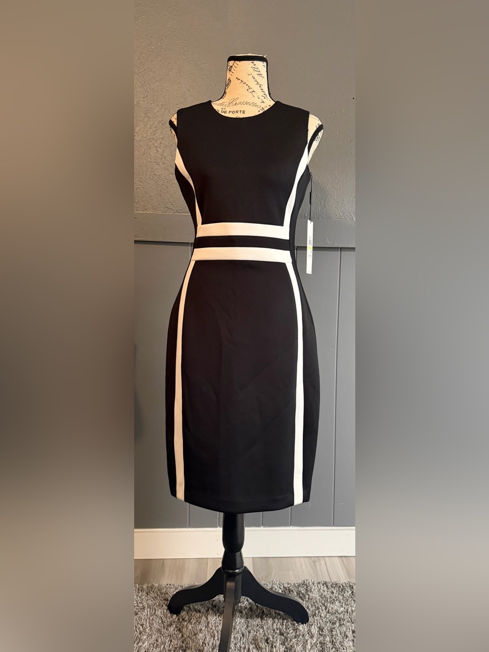 Calvin Klein Black Dress with White Contrast Panels